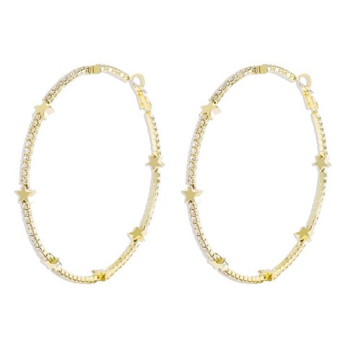E occidental style fashion exaggerating flash diamond star earrings  brief temperament claw chain series big cir