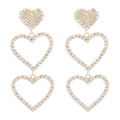 E occidental style exaggerating multilayer love pendant earrings  fully-jewelled hollow tassel temperament Earri