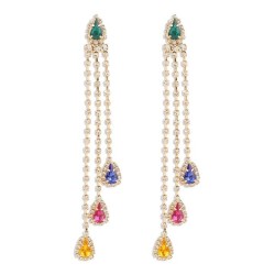 E occidental style retro color drop pendant ear stud  flash diamond elegant lu..