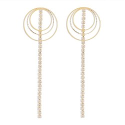 E retro brief diamond tassel earrings  elegant claw chain multilayer circle ea..