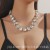  white Round square geometry glass Rhinestone clavicle chain exagge