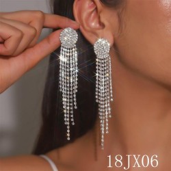   occidental style exaggerating long style fully-jewelled Rhinestone tassel ea..