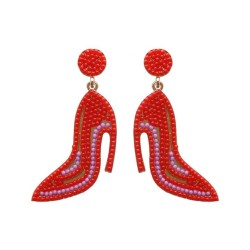 summer occidental style Alloy mosaic beads High-heeled shoes Modeling earring ..