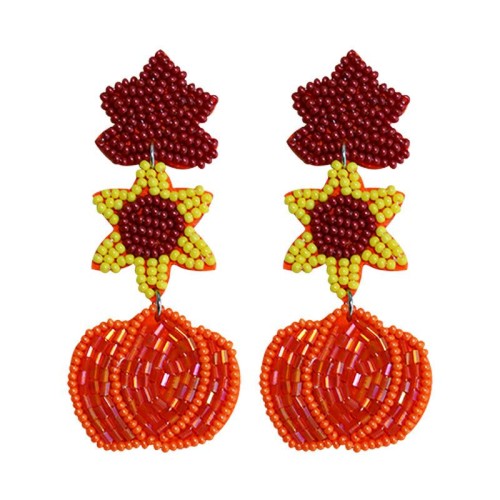  occidental style new flowers Leaf three layer handmade beads earrings woman day