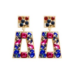 occidental style fashion colorful diamond series geometry four luxurious Alloy..
