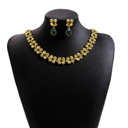 occidental style retro luxurious set  drop flowers earrings necklace