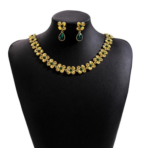 occidental style retro luxurious set  drop flowers earrings necklace