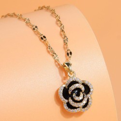 Korean style fashionOL concise bronze embed Zirconium rose gold personality la..