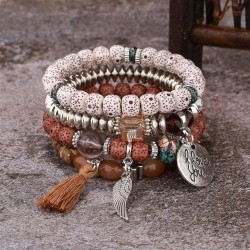 fashion concise wings tassel English multilayer temperament woman bracelet