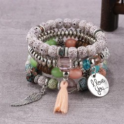 fashion concise wings tassel English multilayer temperament woman bracelet