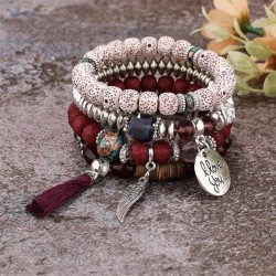 fashion concise wings tassel English multilayer temperament woman bracelet