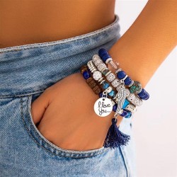fashion concise wings tassel English multilayer temperament woman bracelet