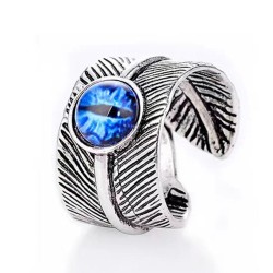occidental style concise retro eyes Leaf opening man ring