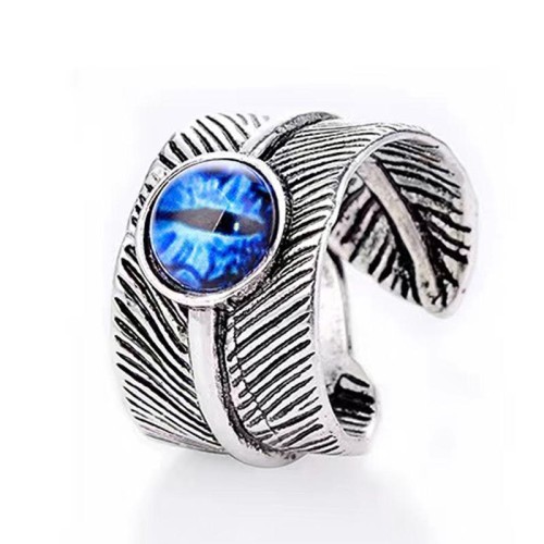 occidental style concise retro eyes Leaf opening man ring