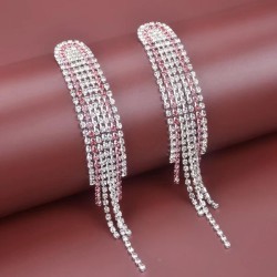 Korean style fashionOL concise flash diamond tassel temperament lady ear stud ..