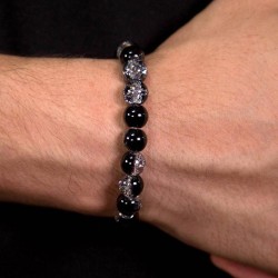 fashion concise black white glass man bracelet