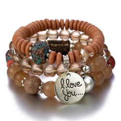 fashion conciseLOVE watch-face multilayer beads lady temperament bracelet