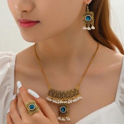 occidental style fashion retro all-Purpose three necklace earring ring set