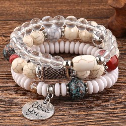 fashion conciseLOVE watch-face multilayer beads lady temperament bracelet