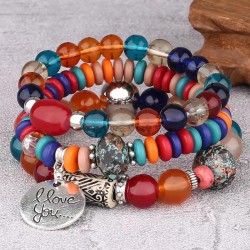 fashion conciseLOVE watch-face multilayer beads lady temperament bracelet