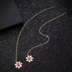 fashion sweet concise chrysanthemum titanium steel personality woman earring