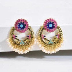 occidental style fashion Bohemia retro palace ethnic style daisy Pearl retro temperament earring ear stud