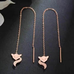 fashion sweet concise fox titanium steel personality woman earring