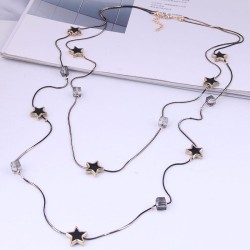 fashion concise personality all-Purpose Five-pointed star long style Double la..