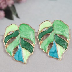 occidental style fashion Metal color branches and leaves temperament lady ear ..