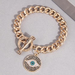 fashion Metal flash diamond eyes Metal chain temperament woman bracelet