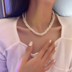 Korean style fashion sweetOL concise establishment personality lady Pearl neck..