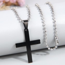 fashion concise stainless steel black cross personality man necklace