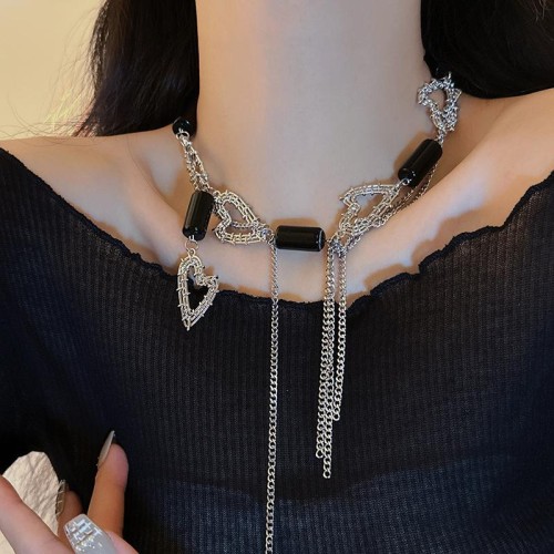 black series samll clavicle chain high black zircon chain personality necklace
