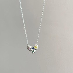 color zircon butterfly necklace womanins personality wind fashion summer clavi..