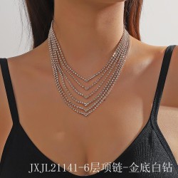 occidental style fashion multilayer chain brilliant claw chain Rhinestone cha