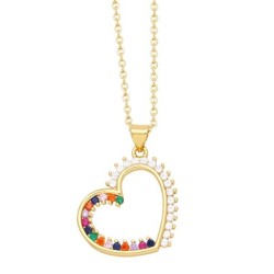 occidental style fashion brief hollow love necklace woman  embed color zircon ..