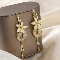 silver Opal flowers earrings  leaves tassel beads earring high personality Ear..