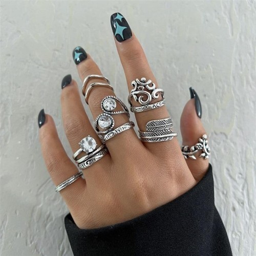 occidental style Bohemia retro opening more ring set feather ringrings