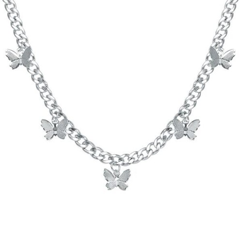  Pearl clavicle chain creative retro butterfly pendant necklace woman samll highnecklace