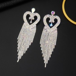 occidental style tassel earrings diamond color long style heart-shaped earring..