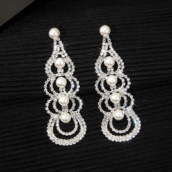 Pearl earrings claw chain diamond long style earring stage fashion temperament..