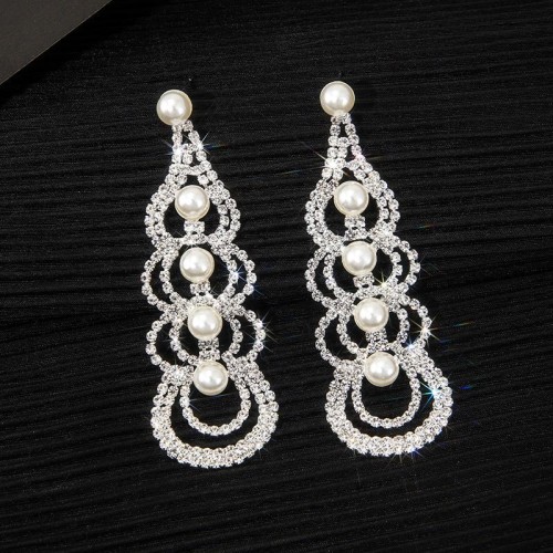 Pearl earrings claw chain diamond long style earring stage fashion temperament brilliant EarringE