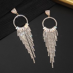 zircon claw chain Rhinestone long style tassel earrings earring stage atmosphe..
