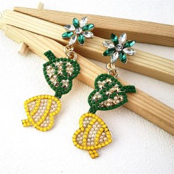 summer creative brief heart-shaped Alloy diamond beads earrings leisure wind E..