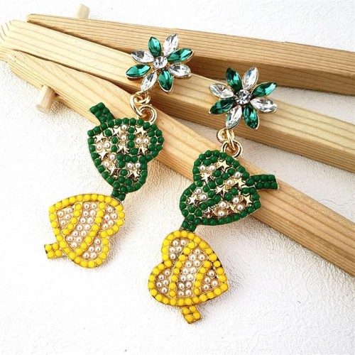 summer creative brief heart-shaped Alloy diamond beads earrings leisure wind Earring