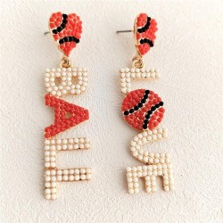 summer creative love Alloy embed beads earrings Word spliceOUE fashion persona..