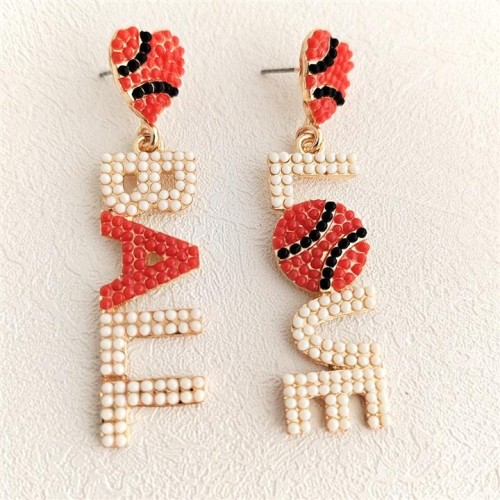 summer creative love Alloy embed beads earrings Word spliceOUE fashion personality