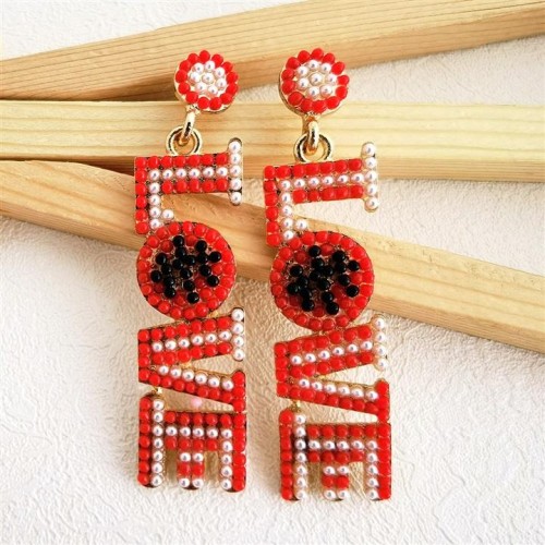 occidental style personality exaggerating creative Alloy beads earrings Word splicelove long style Alloy earring