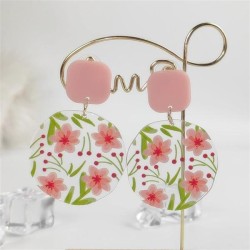 spring summer Acrylic plates earrings color transparent print flowers color sm..