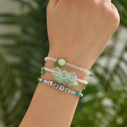 Korean brief samll beads Word flowers bracelet woman ins trend lovely multilay..
